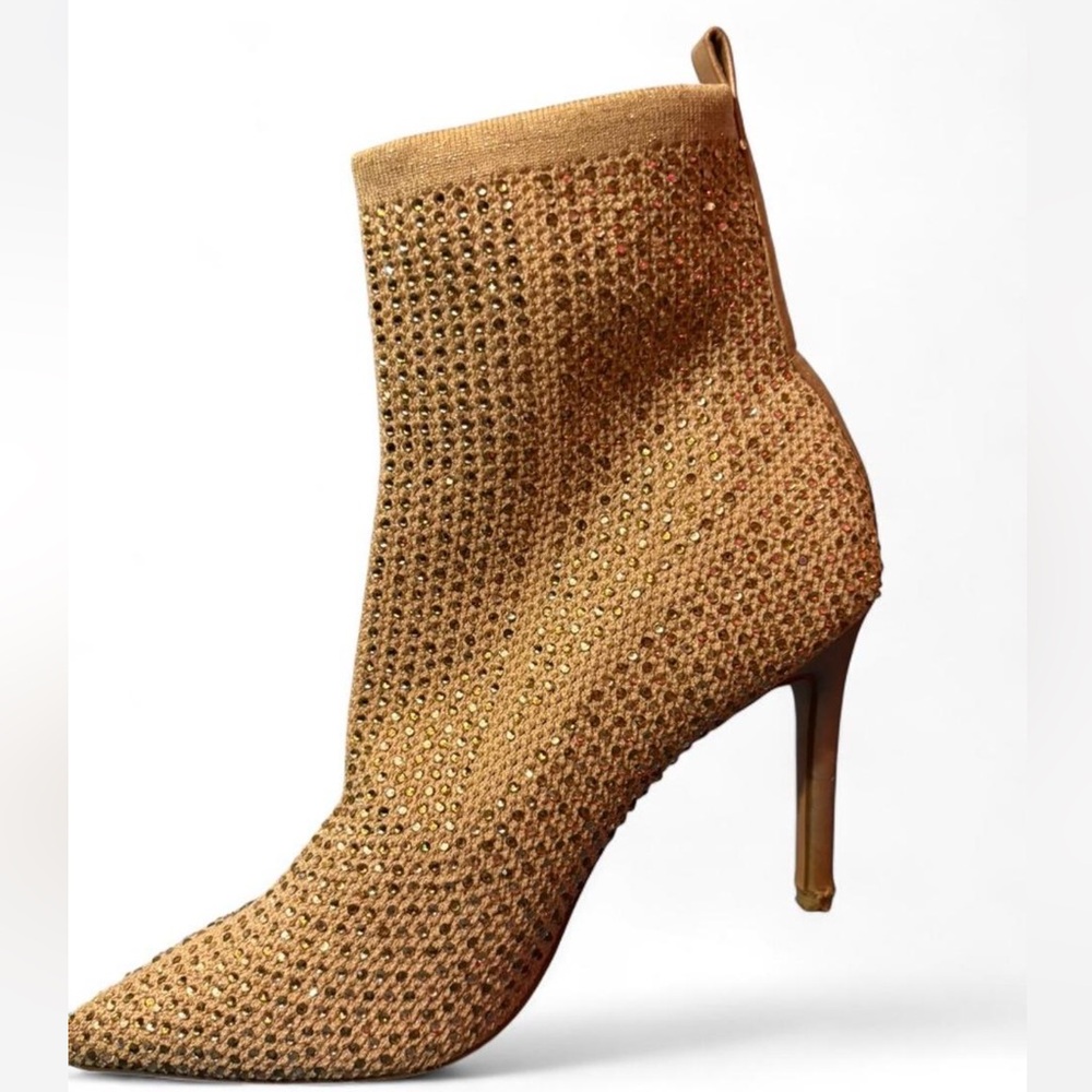 Elegant Gold Stiletto Heeled Boots